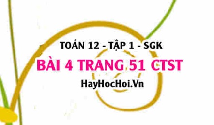 Bài 4 trang 51 Toán 12 tập 1 Chân trời sáng tạo